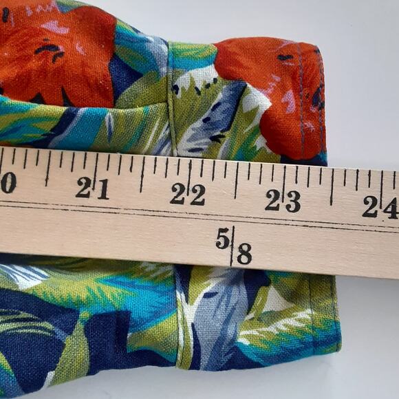 Vintage 80s Tropical Floral Full Zip Jacket 100% Linen Hawaii Womens Petite M - Picture 12 of 12
